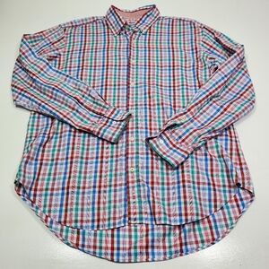 J. McLaughlin Modern Fit mens large button down blue‎ red white long sleeve L